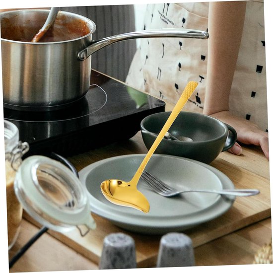 Soeplepel Eendensnavel - Sauslepel Goud - Sauzen Serveren - Met Gootje - 21.5 cm - Goud — afbeelding 2
