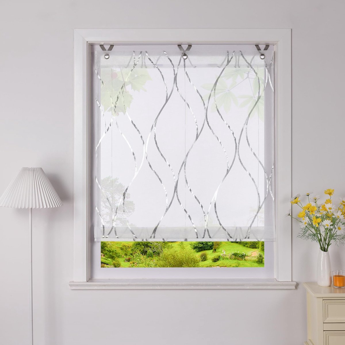 Omgoods - Heichkell Transparante Roman Blind met Golven - 60x130 cm Zilver