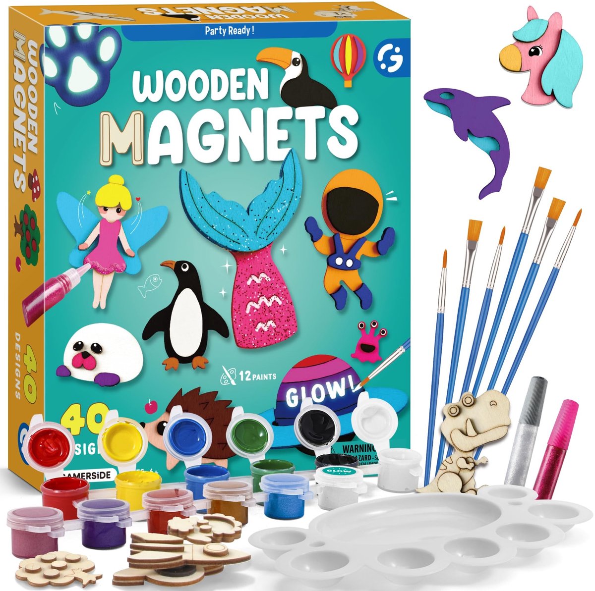 Omgoods - 40-delige DIY Houten Koelkastmagneten Set voor Kinderen