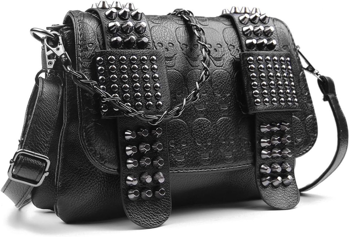 Dames punk stijl klinknagel lederen schoudertas klinknagels handtas met schouderbanden schoudertassen