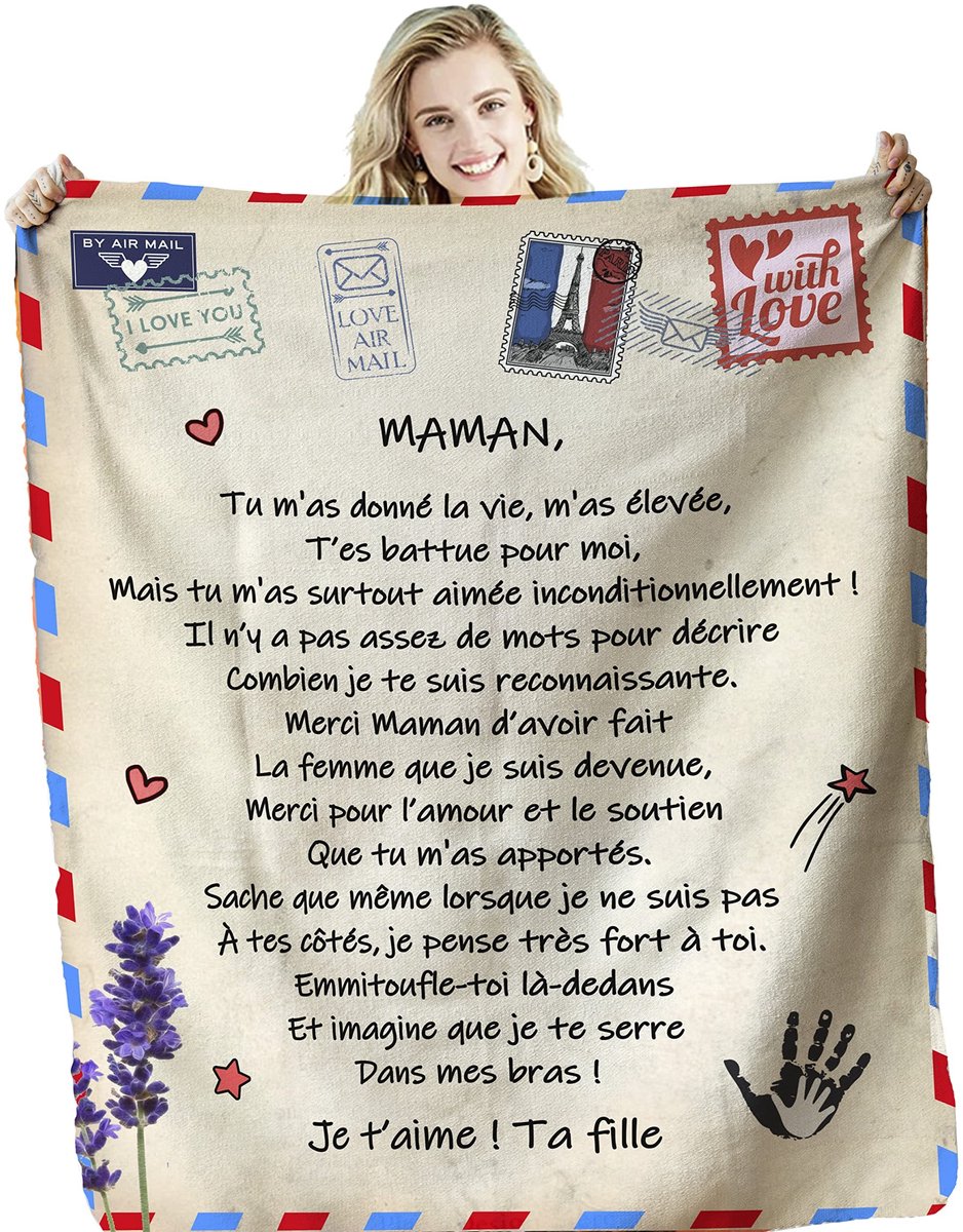 Omgoods - Persoonlijke Soft Dekentje voor Moeder en Dochter - Uniek Cadeau voor Kerst en Moederdag (150 x 200 cm)