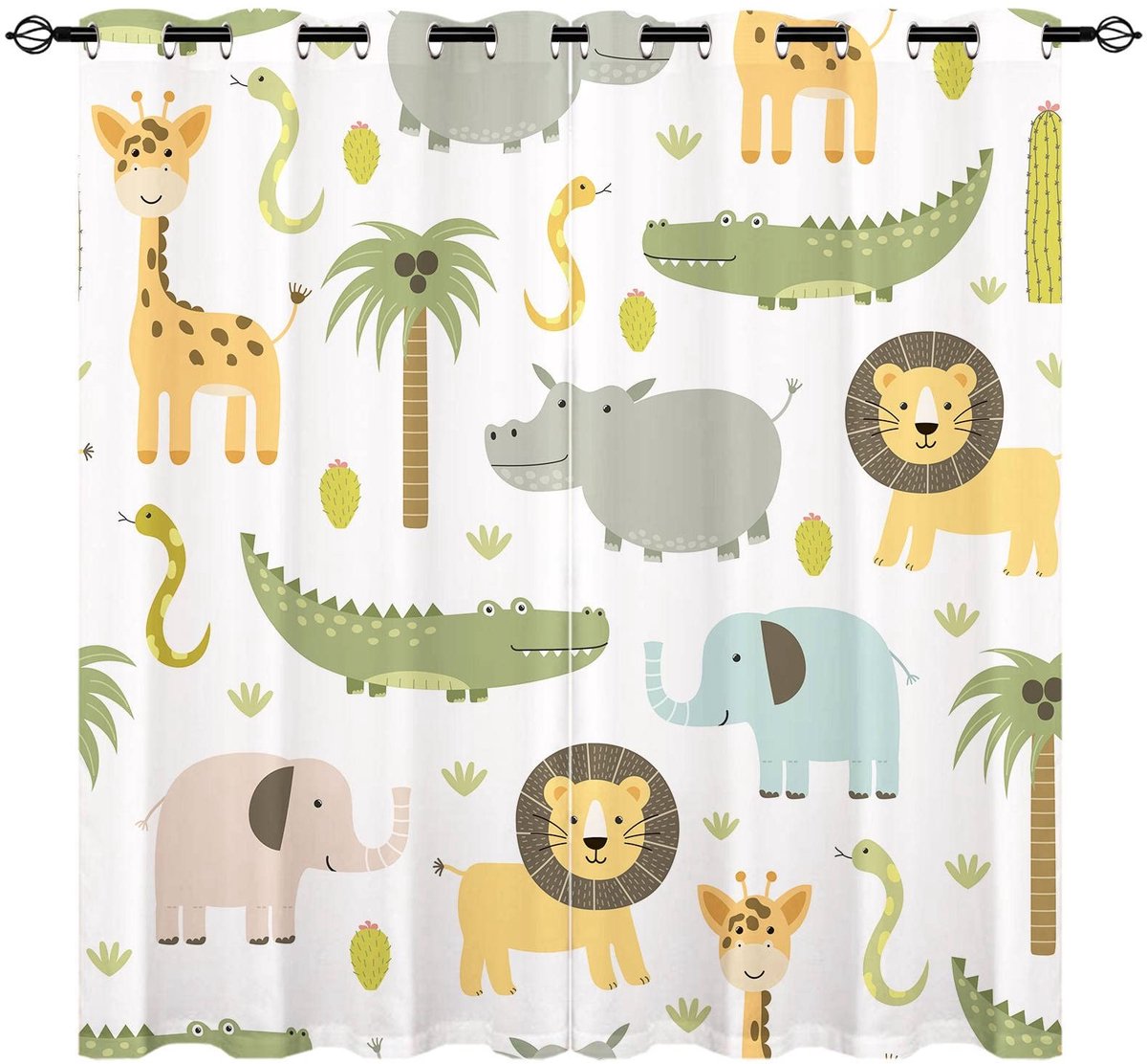 Omgoods - Safari Dieren Gordijnen - Donkere Kamergordijnen voor Kinderkamer