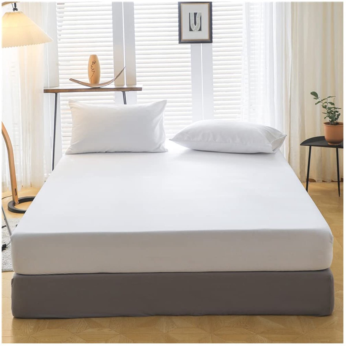 Omgoods - Fitted Sheet 1000 TC - Microfiber Percale Premium Kwaliteit Witte Matrasbedekking