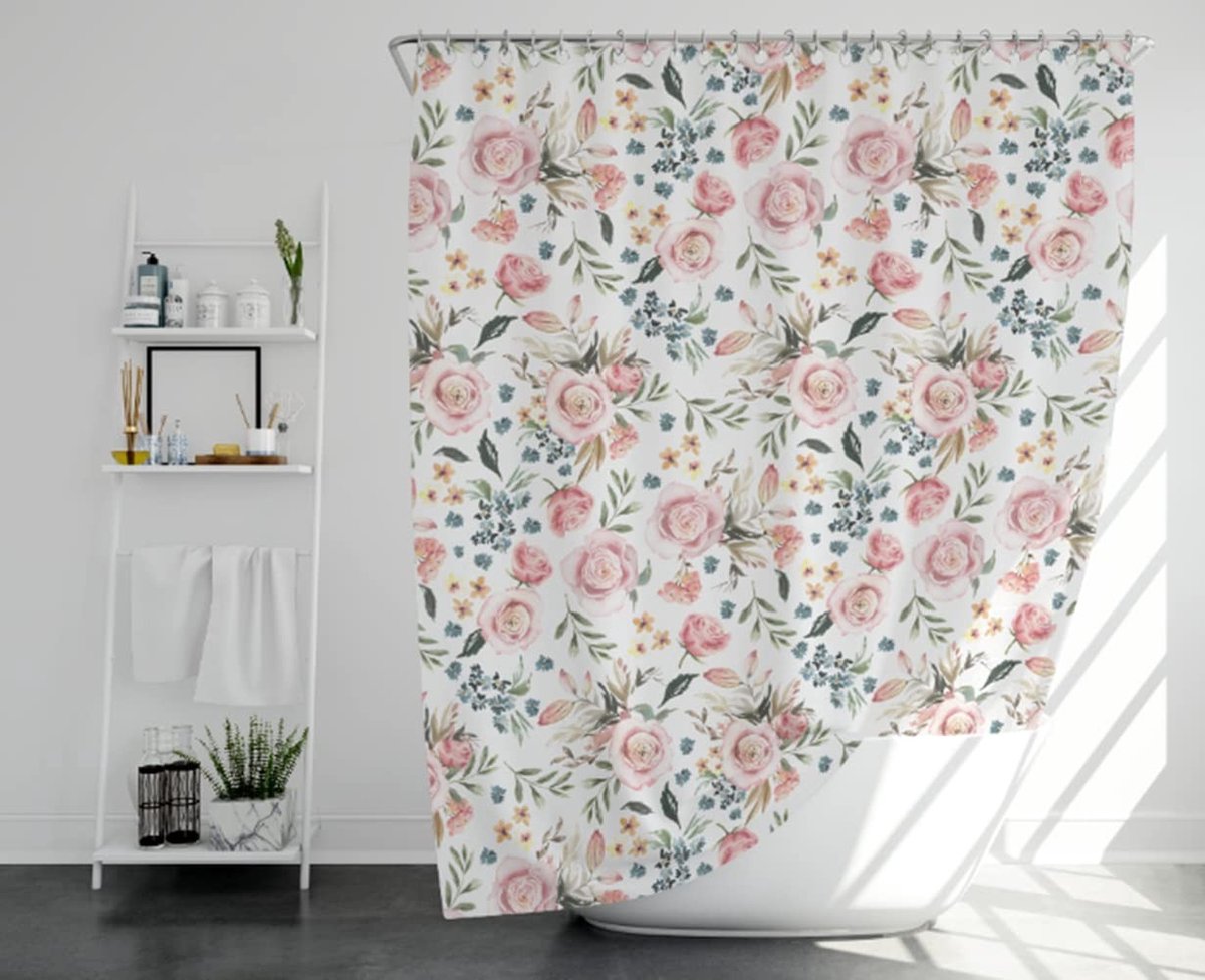 Omgoods - Wasbaar en Waterdicht Bloemen Douchegordijn 72 x 72 Inch