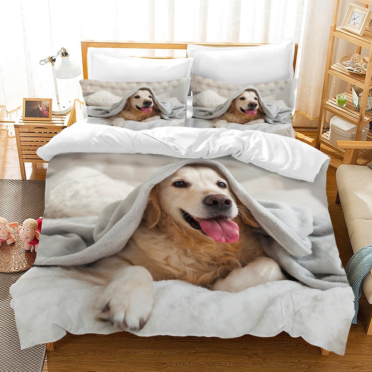 Omgoods - Duvet Cover Set voor Kinderen met Hond Motief