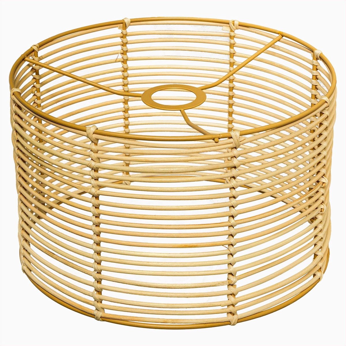 Omgoods - Vintage Rieten Lampenkap - Zwart Goud, Voor Vloerlamp en Plafondlamp
