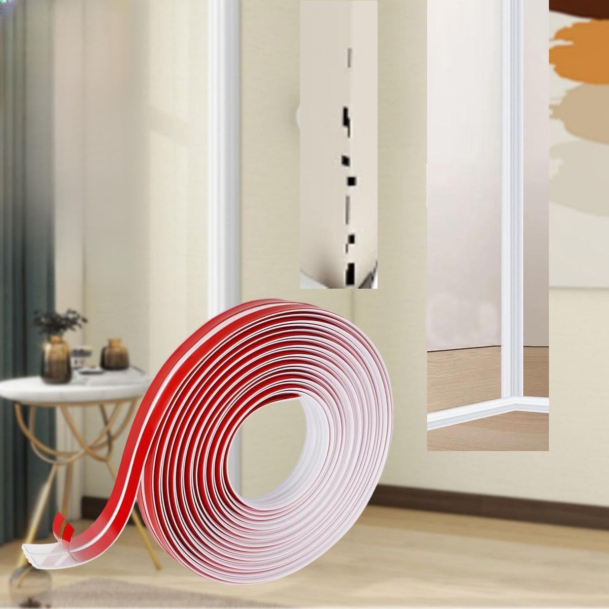 Omgoods - Decoratieve Zelfklevende Strips Yin en Yang2 - 5.5 m x 4 cm Wit