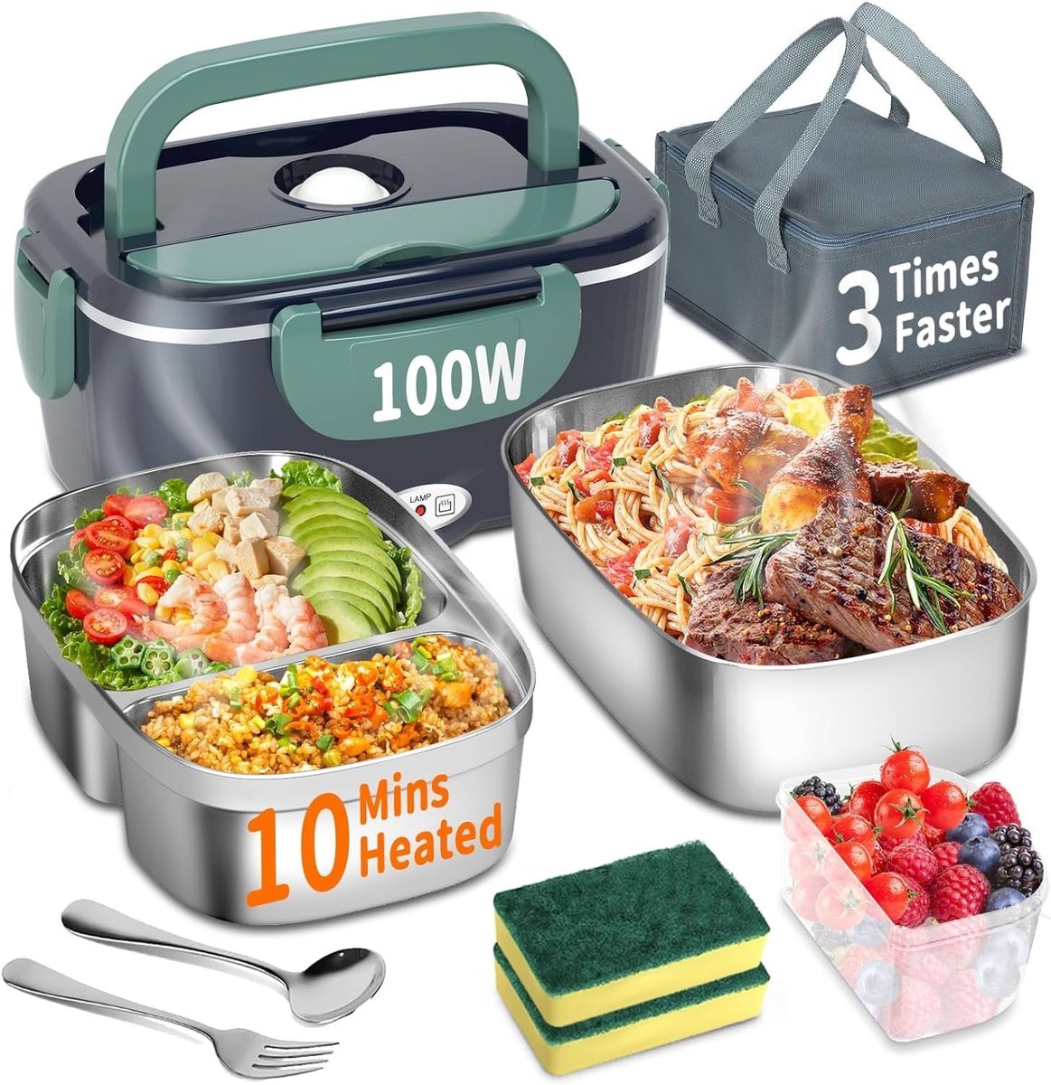 Omgoods - Elektrische Lunch Box 3-in-1 met Verwarming - Ideaal voor Thuis en Reizen