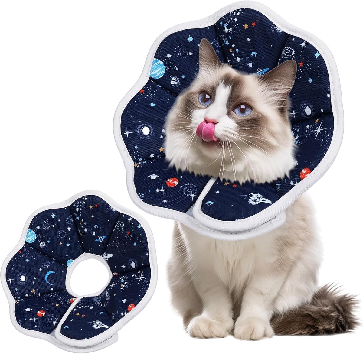 Zachte Herstelkraag voor Katten en Kleine Honden – Verstelbare Elizabethaanse Kraag met Klittenband, Anti-likken, Waterafstotend en Wasbaar