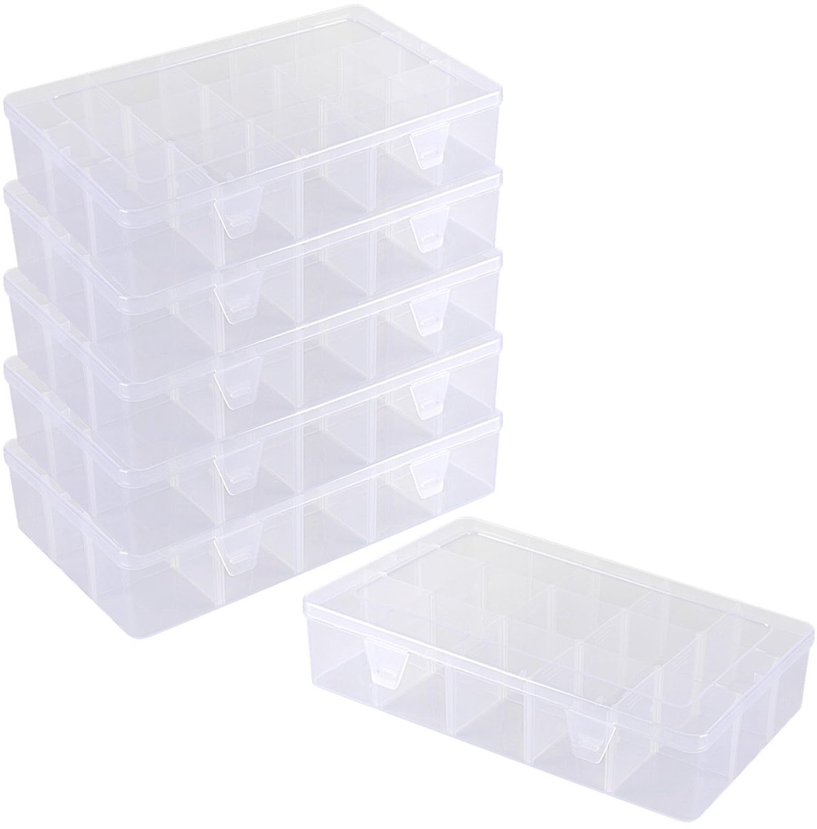 Omgoods - 6 Stuks Plastic Kralendoos met 15 Vakken voor Sieraden