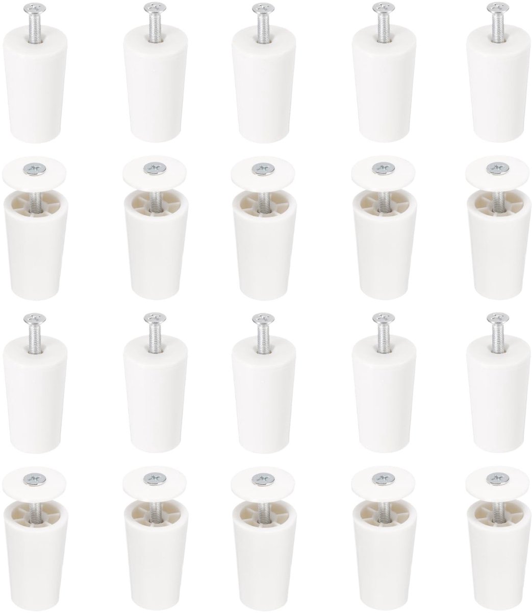 Omgoods - QUARKZMAN Pack van 20 Stopper voor Rolgordijnen met Schroeven en Ringen, Wit