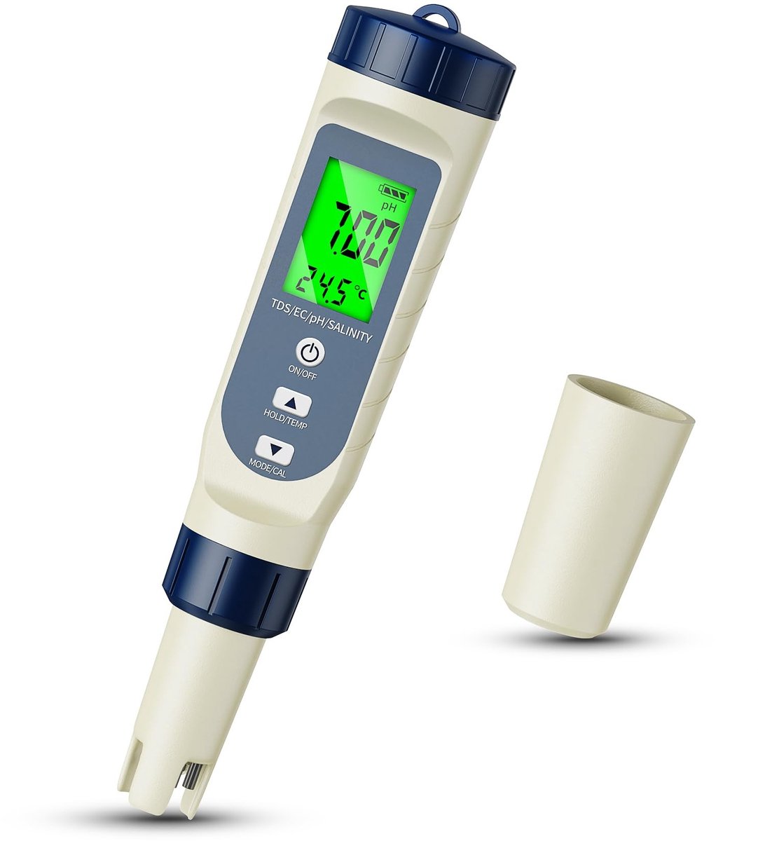 Omgoods- Zwembadwatertester 5-in-1 - Waterkwaliteit Tester - pH/TDS/EC/Zoutgehalte/Temperatuur - Digitaal Display - Nauwkeurig en Efficiënt - Waterkwaliteitstester