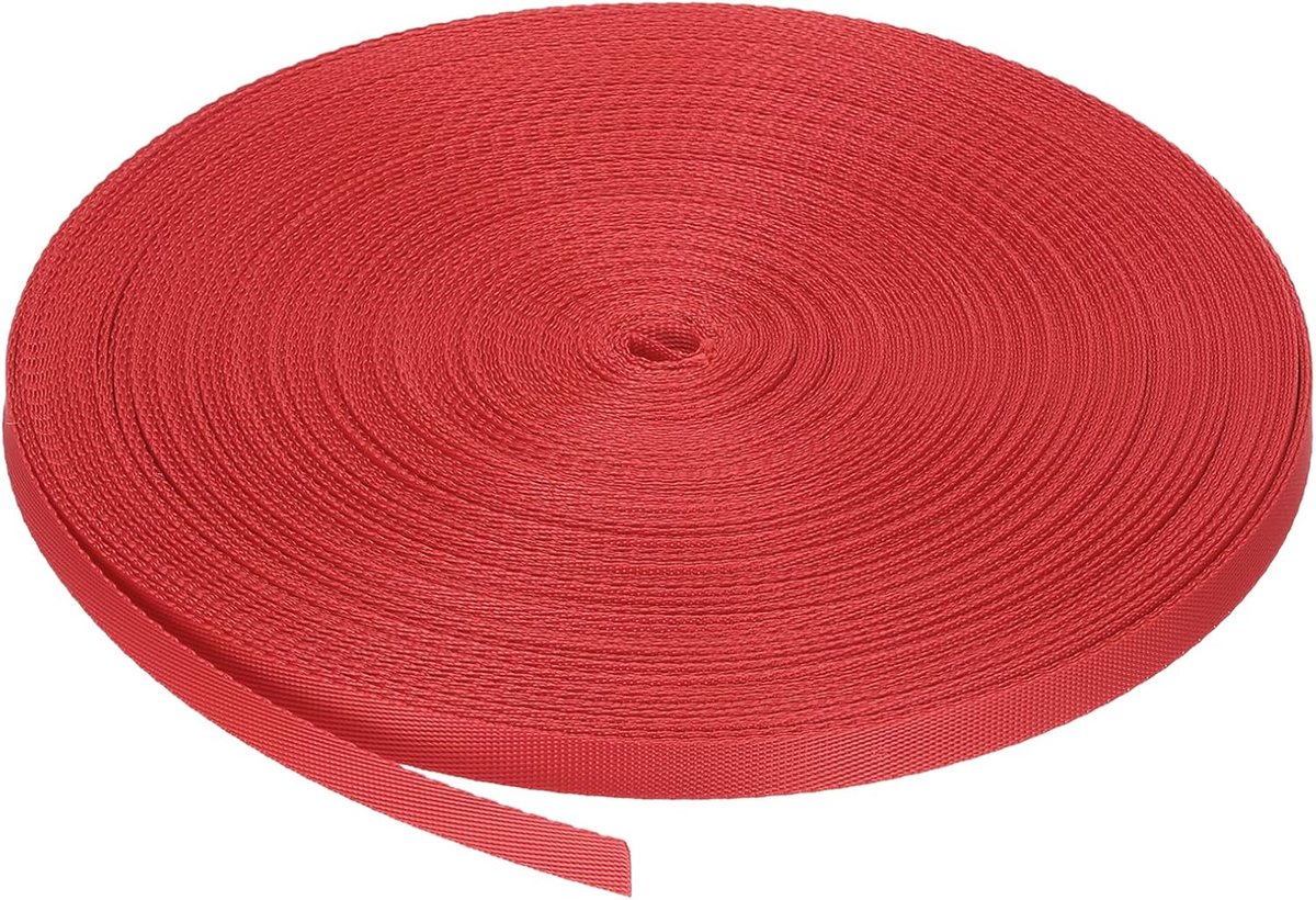 Gordelband van polypropyleen, 10 mm breed, nylon riem, 45 meter, zware plat, PP-riemen voor outdoor, doe-het-zelf gear, reparatie, rugzak, bagagedrager, handwerk, lichtrood