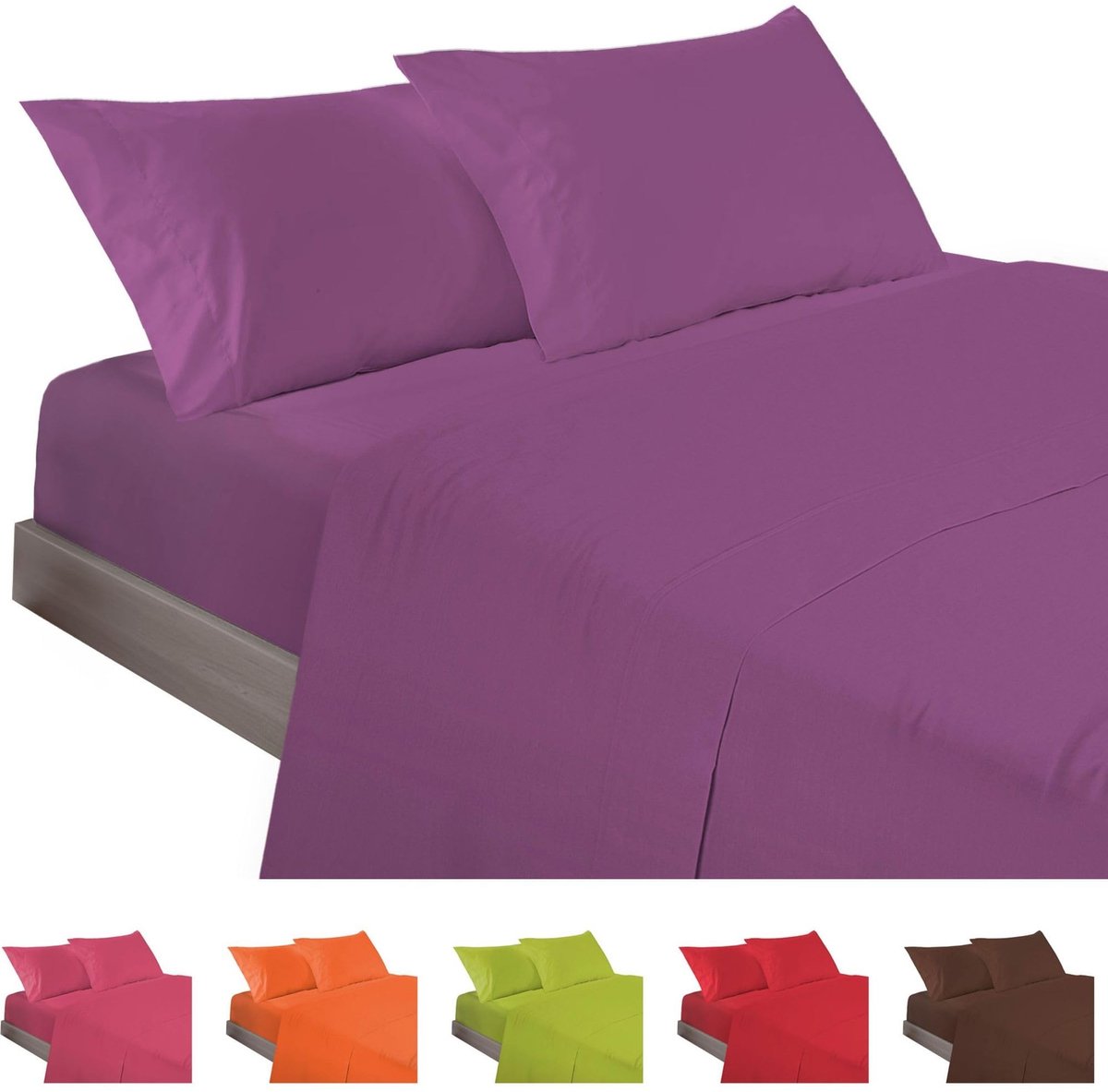 Omgoods - 3-delig Beddenset voor 135 cm Bedden - Laken, Dekbedovertrek en 1 Kussensloop Paars