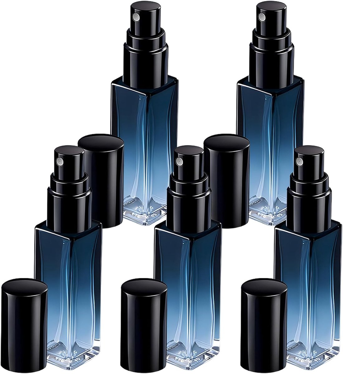 Verstuivers, geleidelijk blauwe parfumverstuiver, lege parfumflessen, spuitfles, navulbare parfumfles, glazen fles, reisflessen, 10 ml