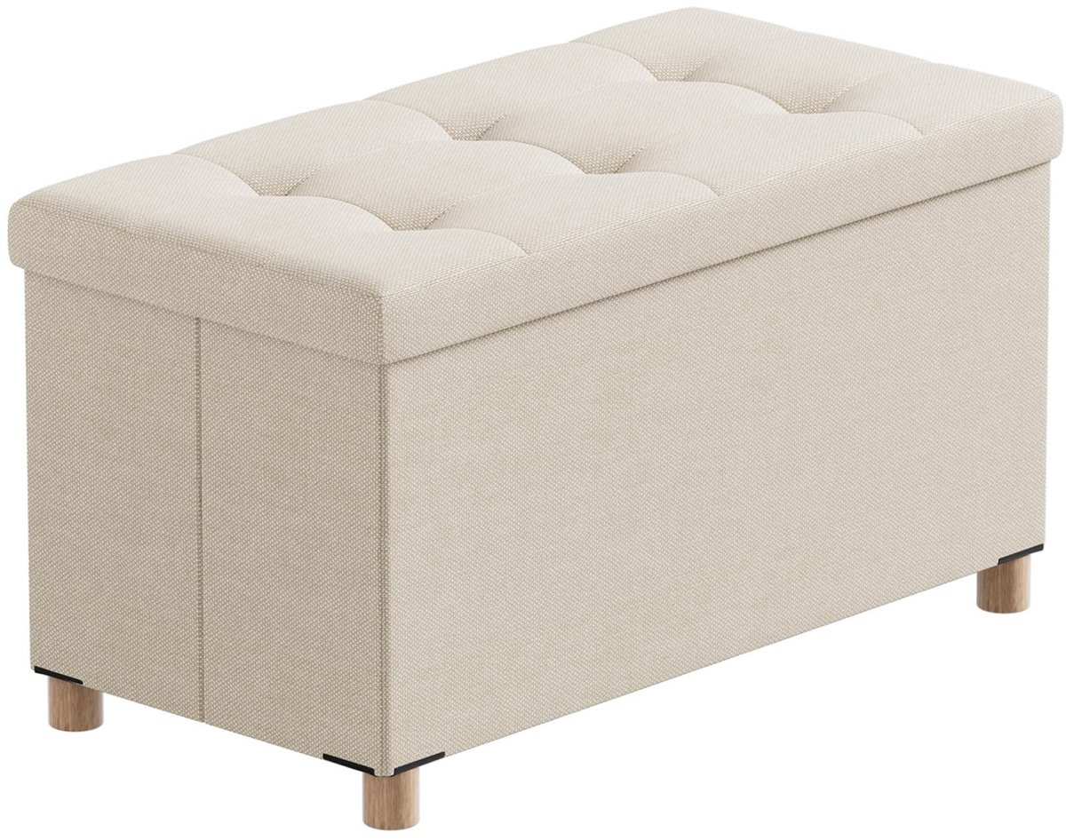Omgoods - Opbergbank met Deksel - Beige Sitztruhe 76x38x38 cm