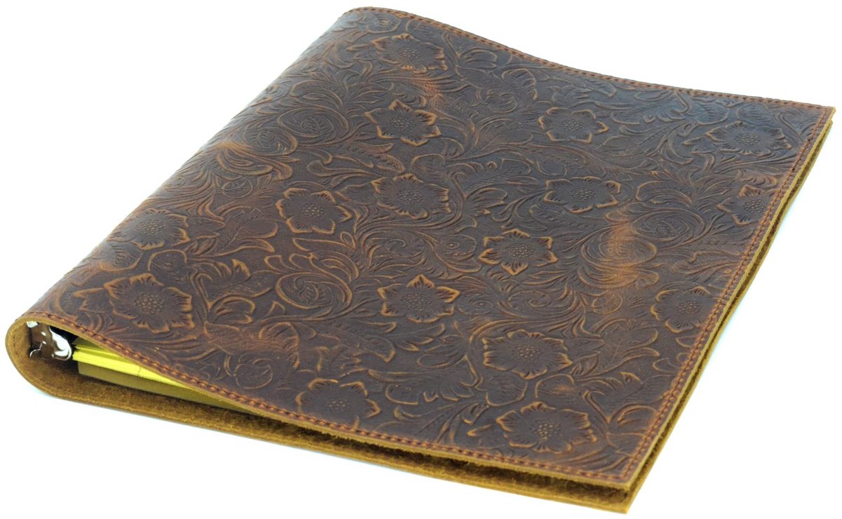 Omgoods - Handgemaakte Leren Binder - 3-Ring Organizer Voor A4 Documenten