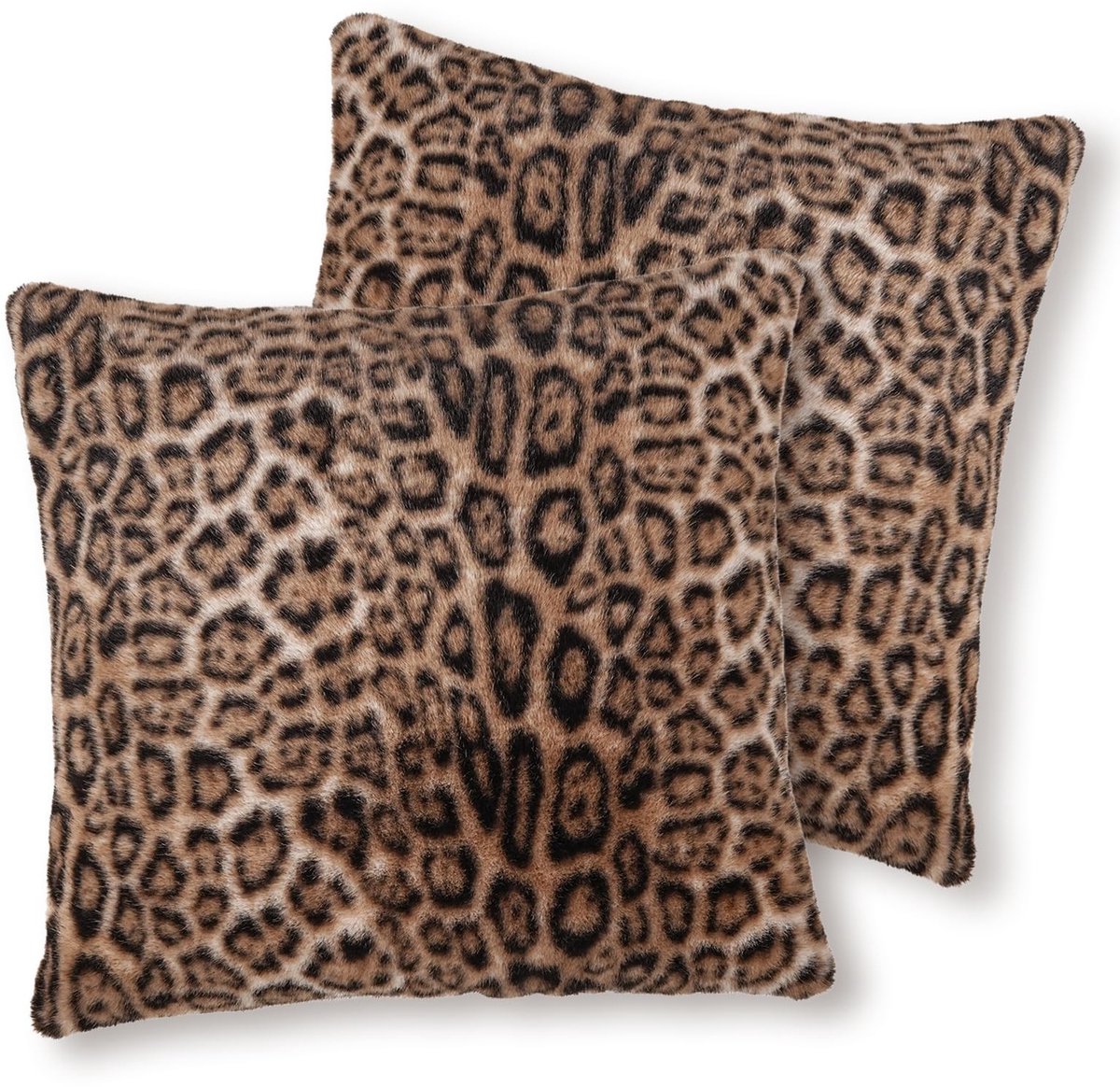 Omgoods - Set van 2 Decoratieve Kussenslopen van Kunstkonijnenbont, Luipaardprint