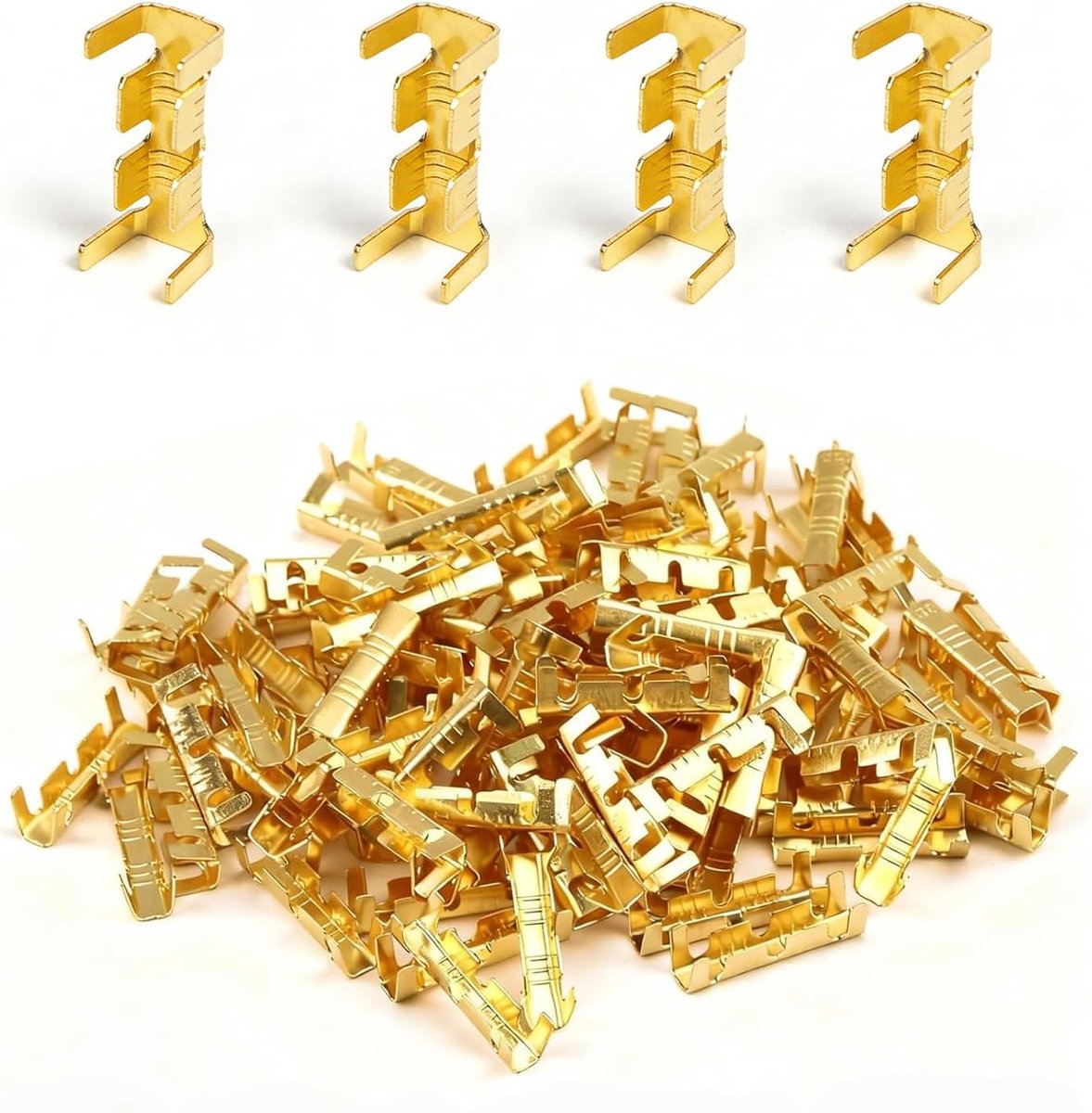 messing, 200 stuks, 0,5 - 1,5 mm², krimpverbinders, kabelverbinders, draadklemmen, knelverbinders, niet geïsoleerd, voor doe-het-zelf elektrische installatie, duurzame