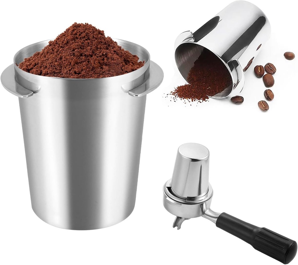 Doseerbeker RVS, 58mm Koffiepoeder Doseerbeker | Koffiedoseerbeker Poedertoevoerdeel, Koffiemolen Doseerbeker, Koffiedoseerbeker voor Espressomachine, Zilver