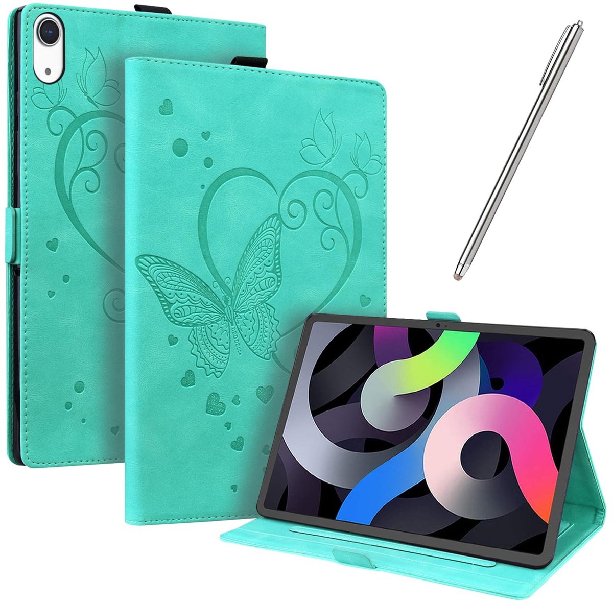 Omgoods - iPad 10th Generation Case met Kaartsleuf - Groene Multi-Angle Folio Flip