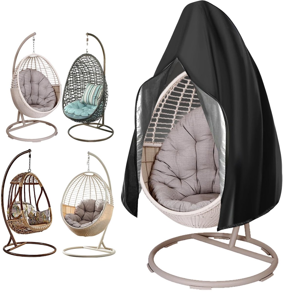 Omgoods - Beschermhoes voor Hangstoel 190 x 115 cm, Waterdicht en UV-Bestendig