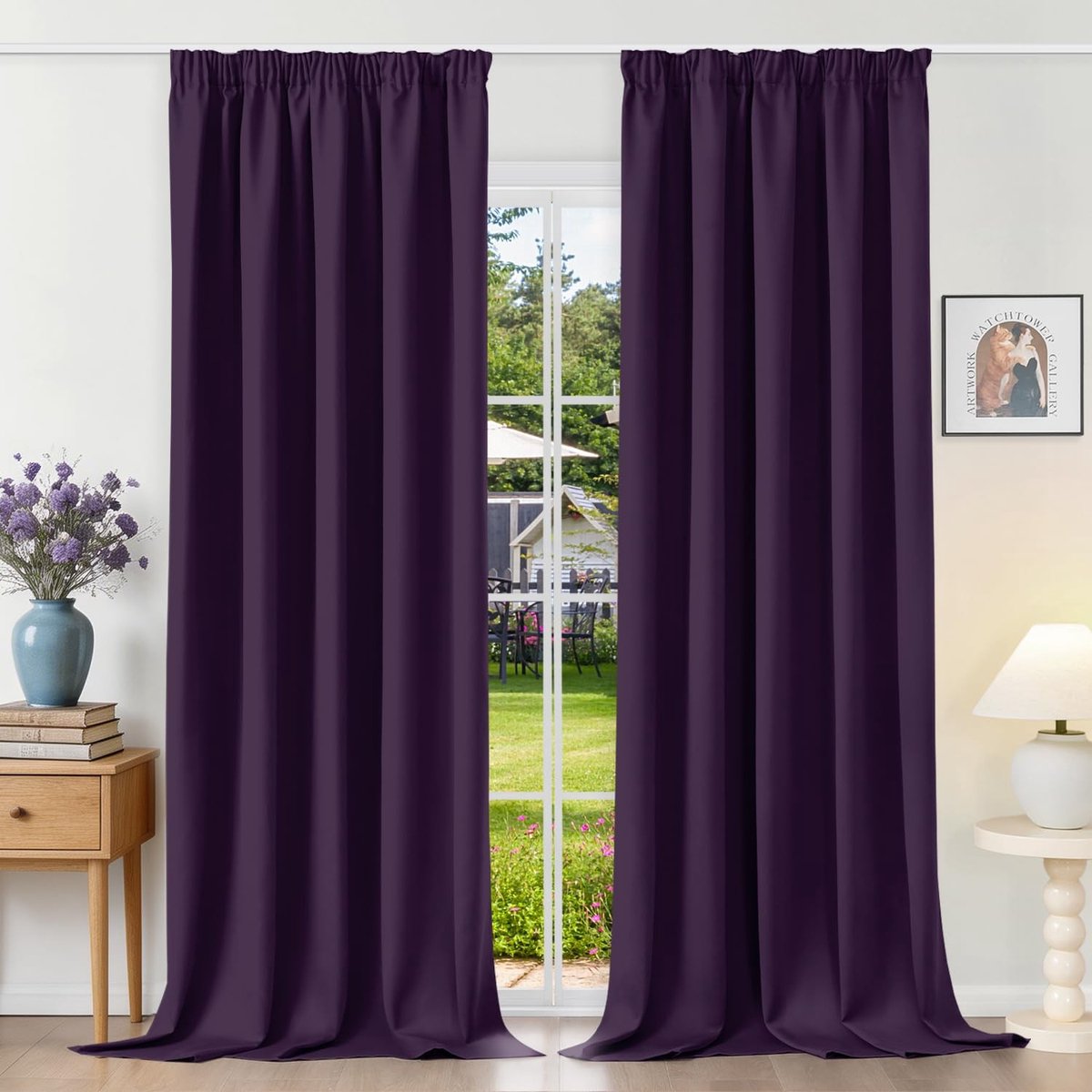 Omgoods - Verduisteringsgordijnen met Thermische Isolatie - Donkerpaars, 140 x 245 cm, Set van 2