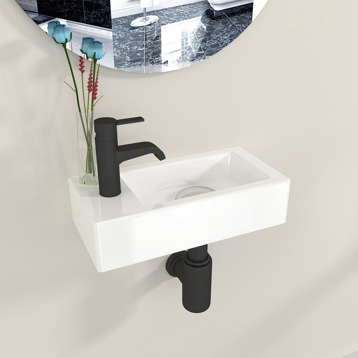 Omgoods - Wandfonteintje Keramiek - Modern en Compact Design