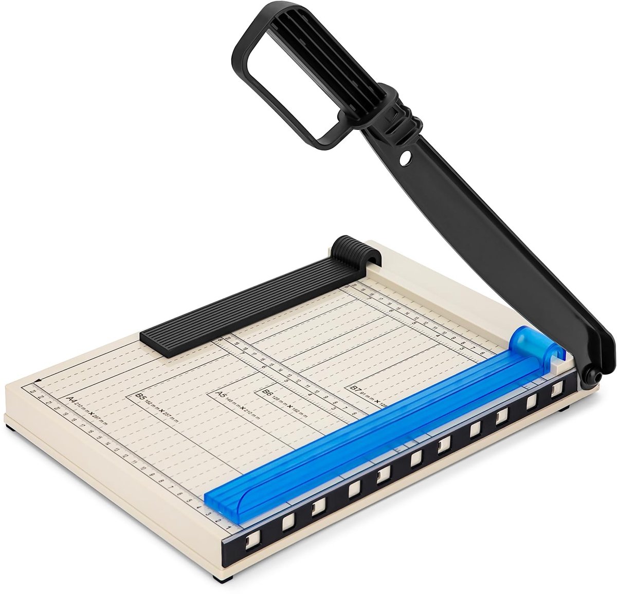 Omgoods- Papiersnijder A4 - Handmatige Hefboomsnijder - Snijmachine Papier tot 12 Vellen - Hoge Precisie - Robuust Metalen Lemmet - Antislip Voetjes