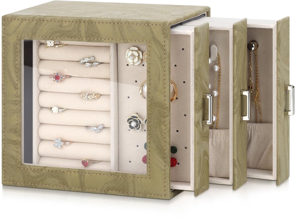 Omgoods - Sieradenbox Organizer - PU Sieradenopbergdoos met Lade