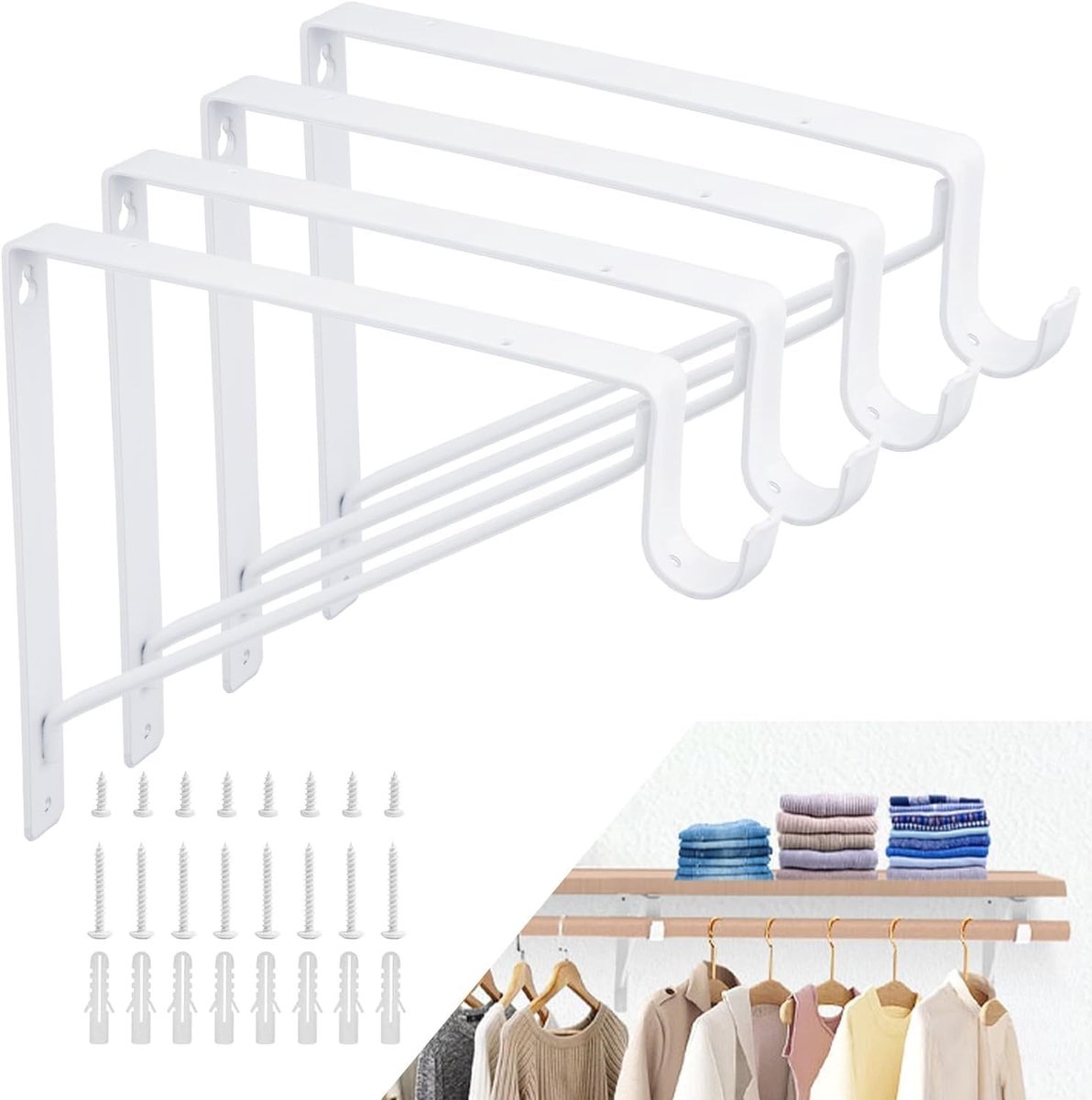 Omgoods - ASelected 4Pcs Heavy Duty Plankdrager - Wit, 275mm