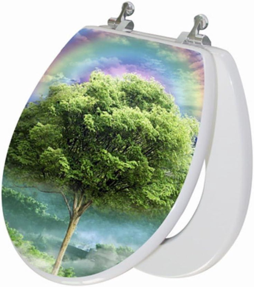Ronde Toiletbril - WC Deksel - Badkamer Decoratie - Vier Seizoenen Print - 15.5 inch H x 14 inch B