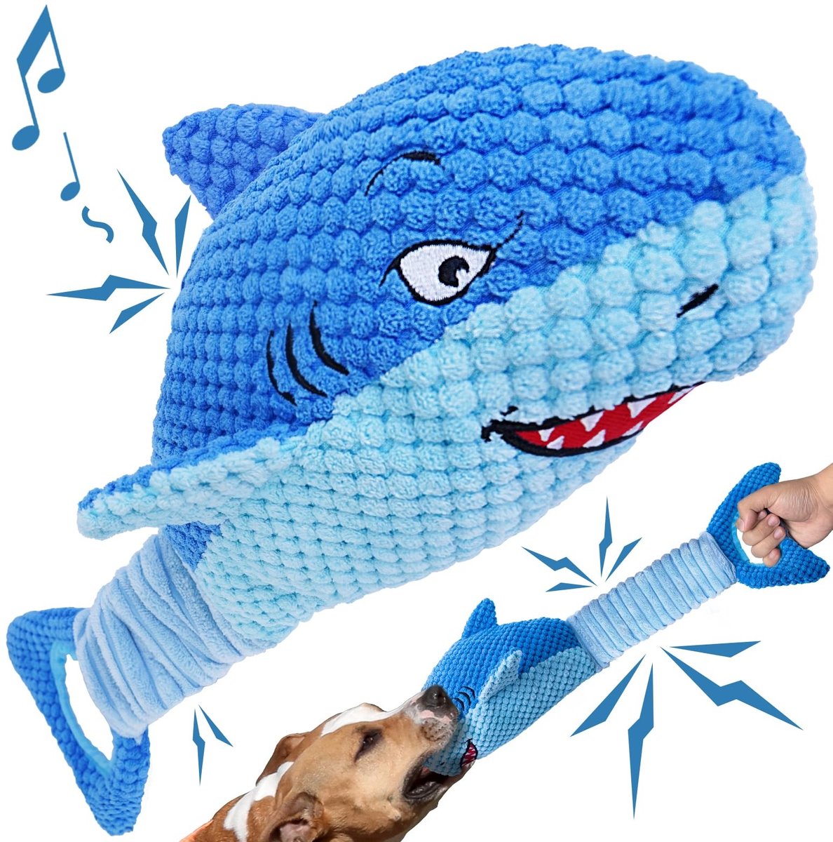 Omgoods - Squeaky Chew Toy voor Grote Honden - Interactief Pluche Haai Speelgoed