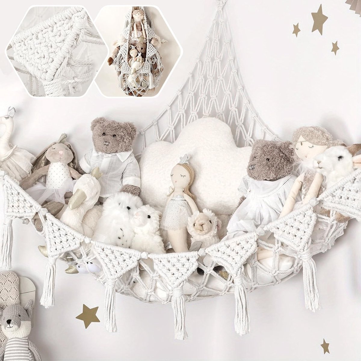 Omgoods - Opbergnet voor Knuffels, Boho Macrame, Speelgoedopslag voor Kinderen