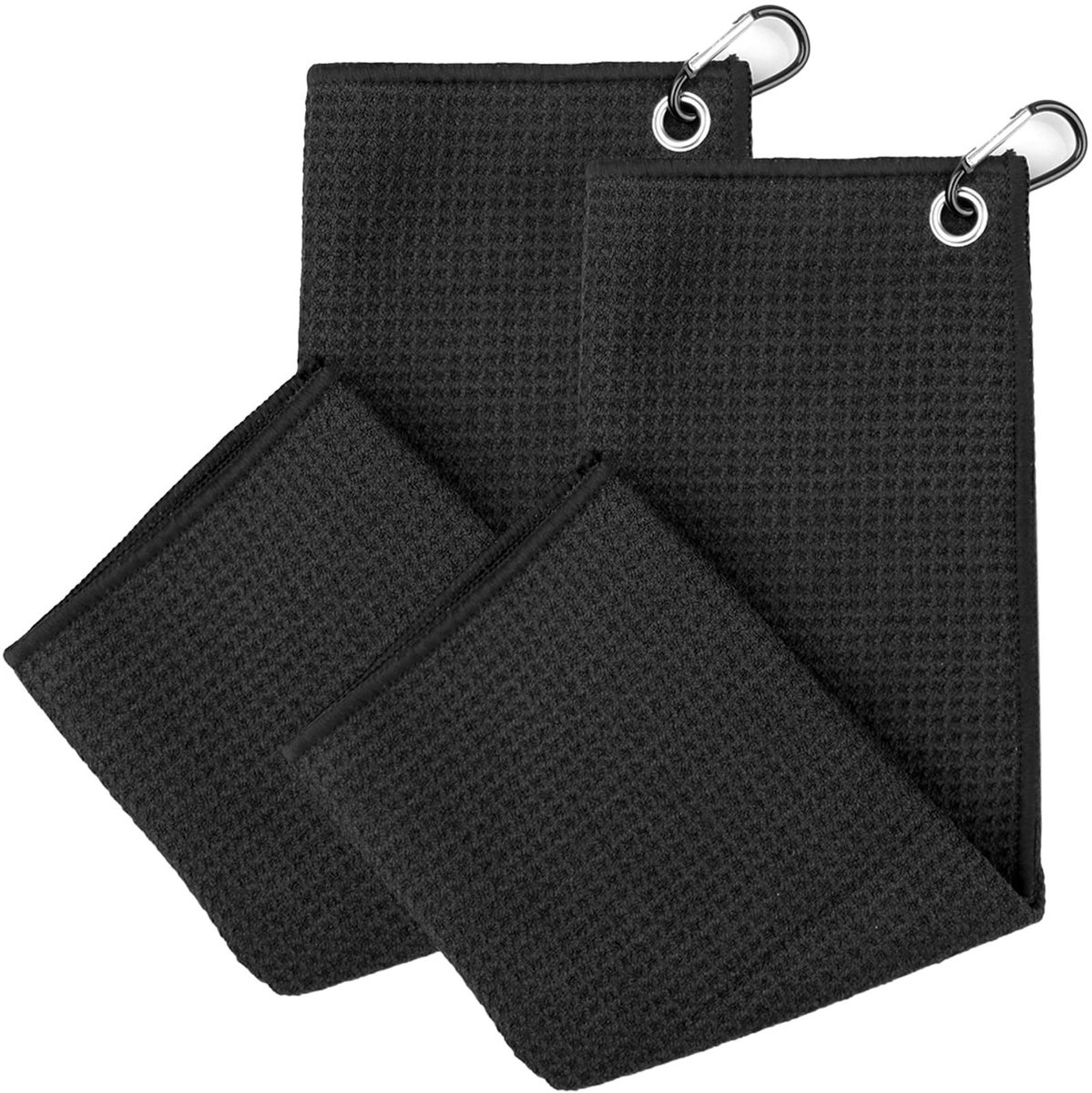 Omgoods - Set van 2 Opvouwbare Microvezel Golfhanddoeken met Karabijnhaak