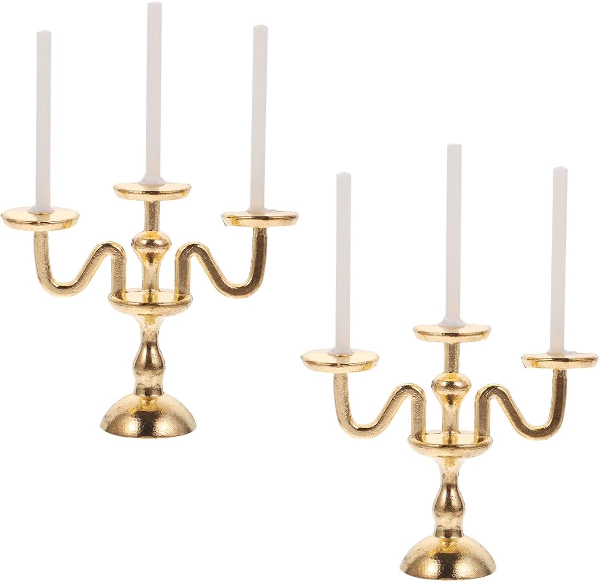 Poppenhuis kandelaar mini vintage legering gouden kandelaar 2 stuks miniatuur meubilair model speelgoed poppenhuis slaapkamer woonkamer micro-landschap decoratie