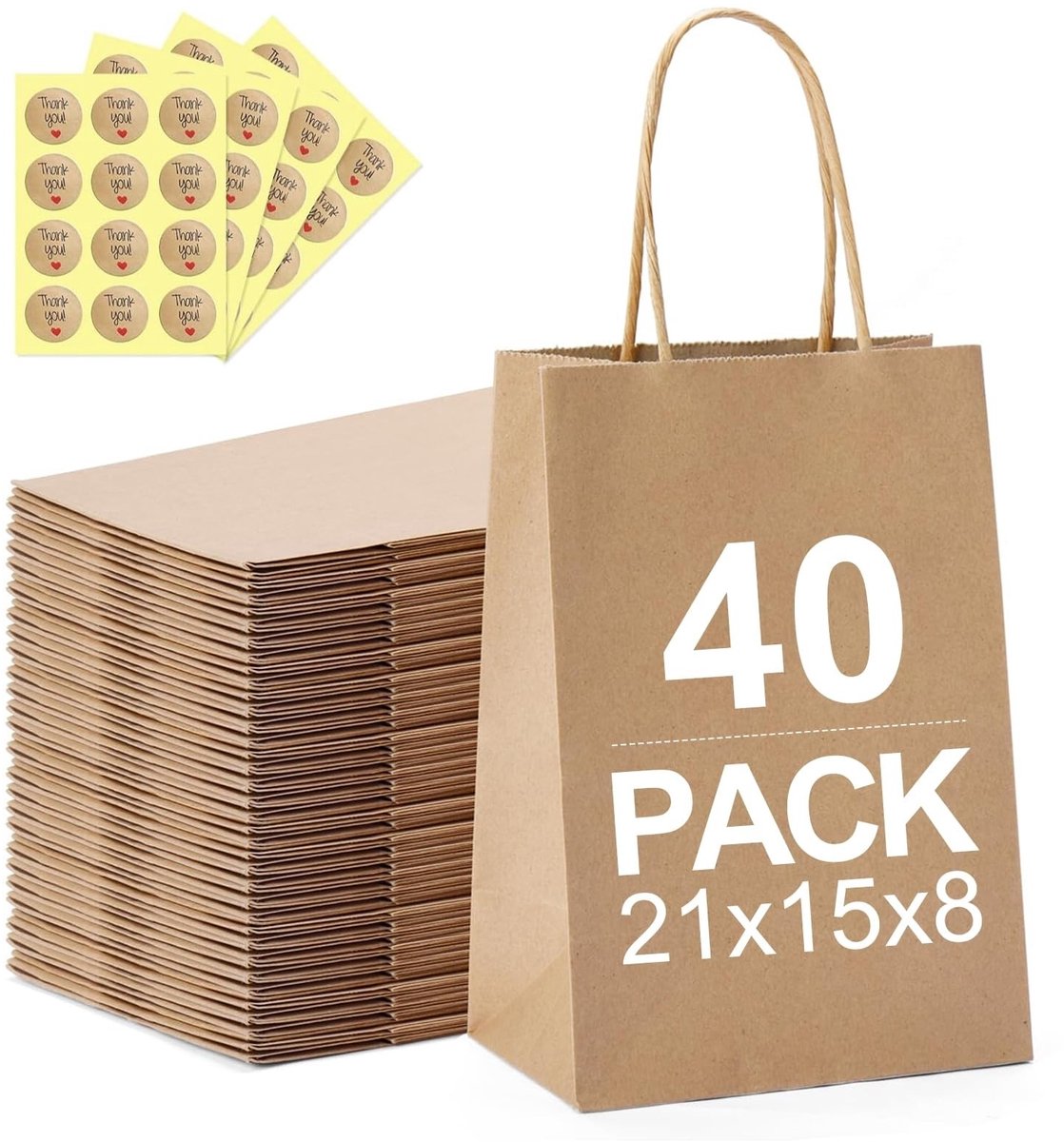 Omgoods - 40 Papieren Zakjes met Handgrepen voor Feesten en Cadeaus