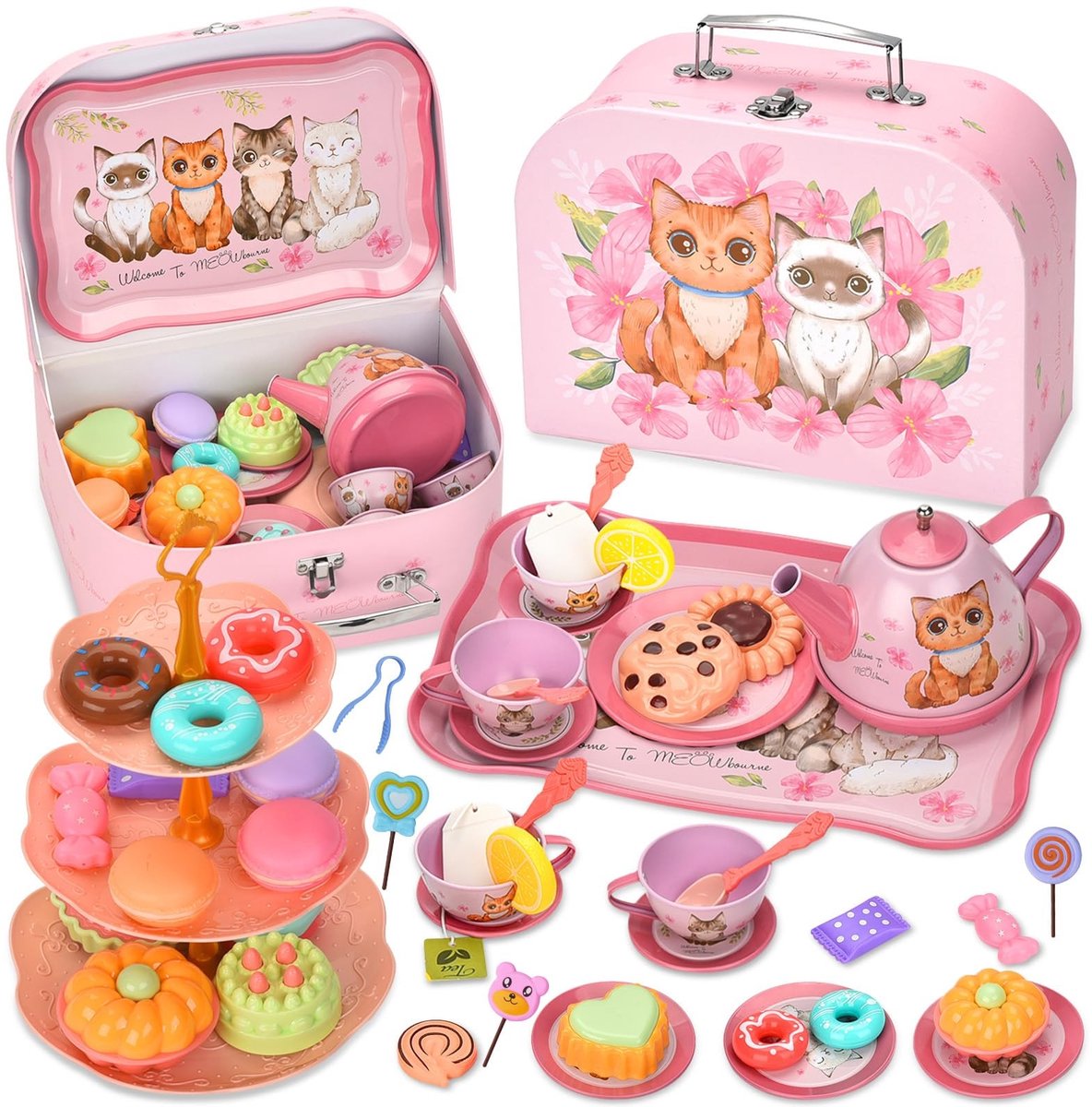 Omgoods - 54-delig Kinderthee Set - Speelgoed voor Theeparty's en Creatieve Spelletjes