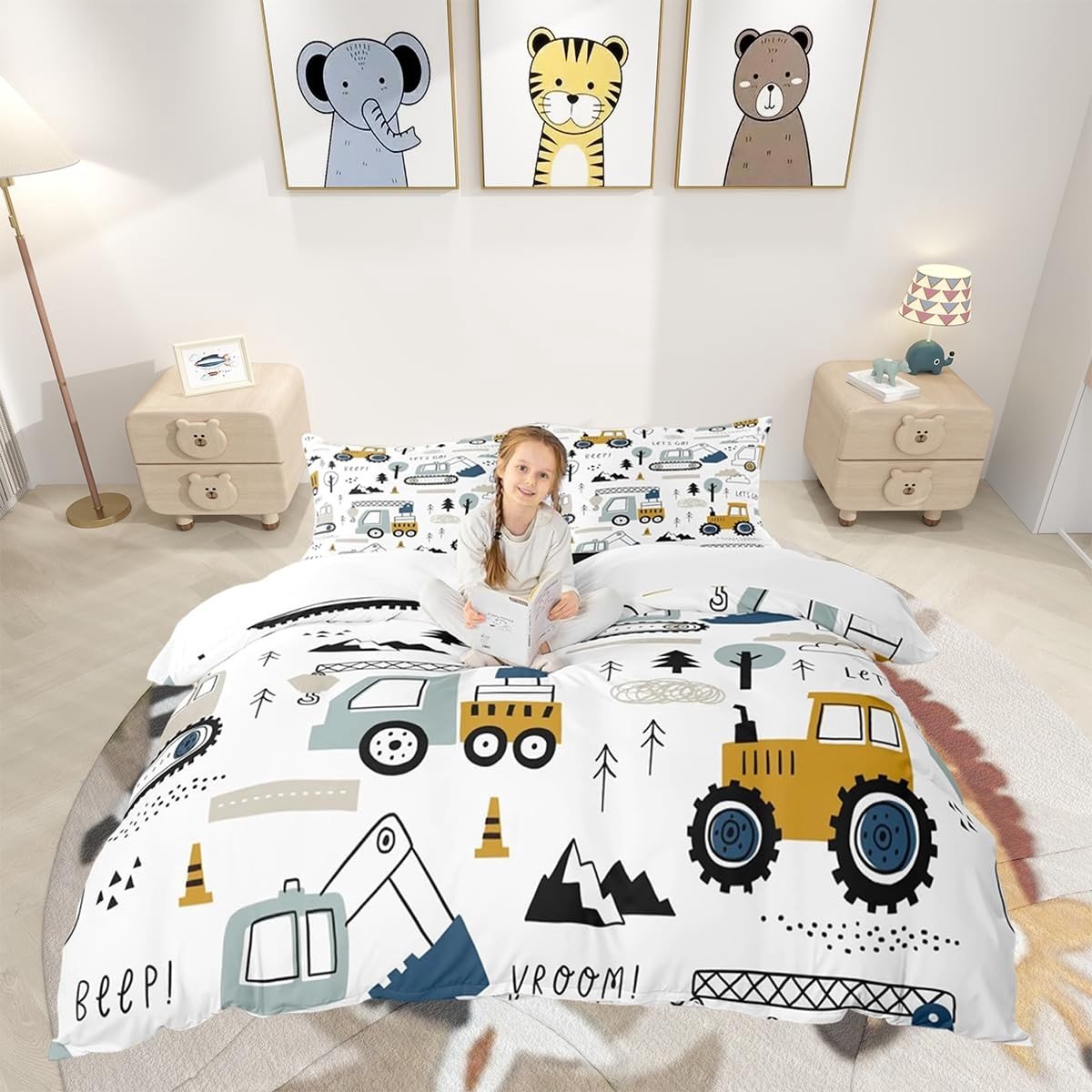 Omgoods - Duvet Cover Set met Cartoon Voertuigen 200 x 200 cm