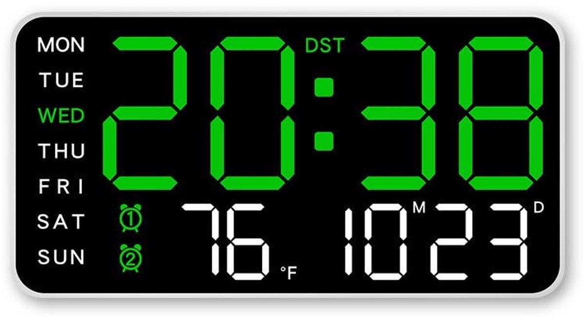Omgoods - LED Digitale Wandklok met Spraakbesturing - Temperatuur en Datum Weergave