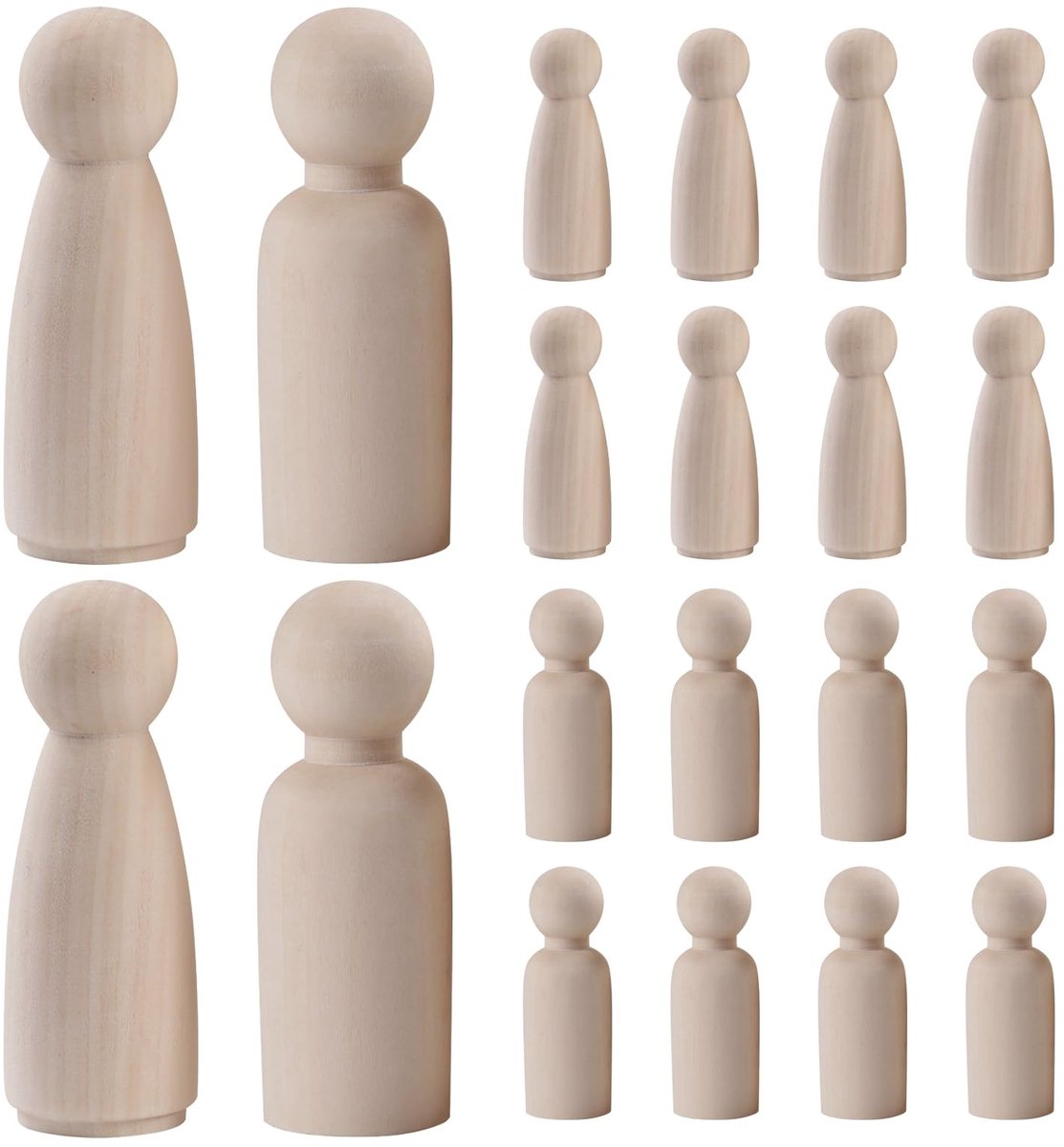 Omgoods - 20 Stuks Houten Figuren voor Knutselen en Schilderen