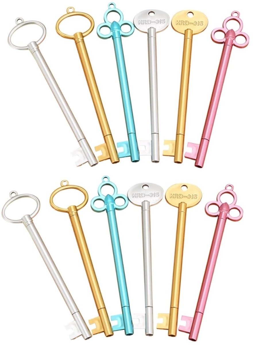 Omgoods - 24 Pcs Sleutelvormige Gelpennen - 0.5mm Fijn Schrijfgereedschap voor Kantoor en School