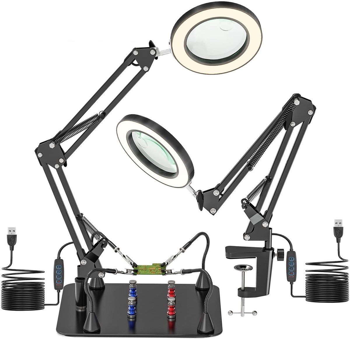 Omgoods - 10x & 15x Vergrootglas met Licht - Magnetische Soldering Aid