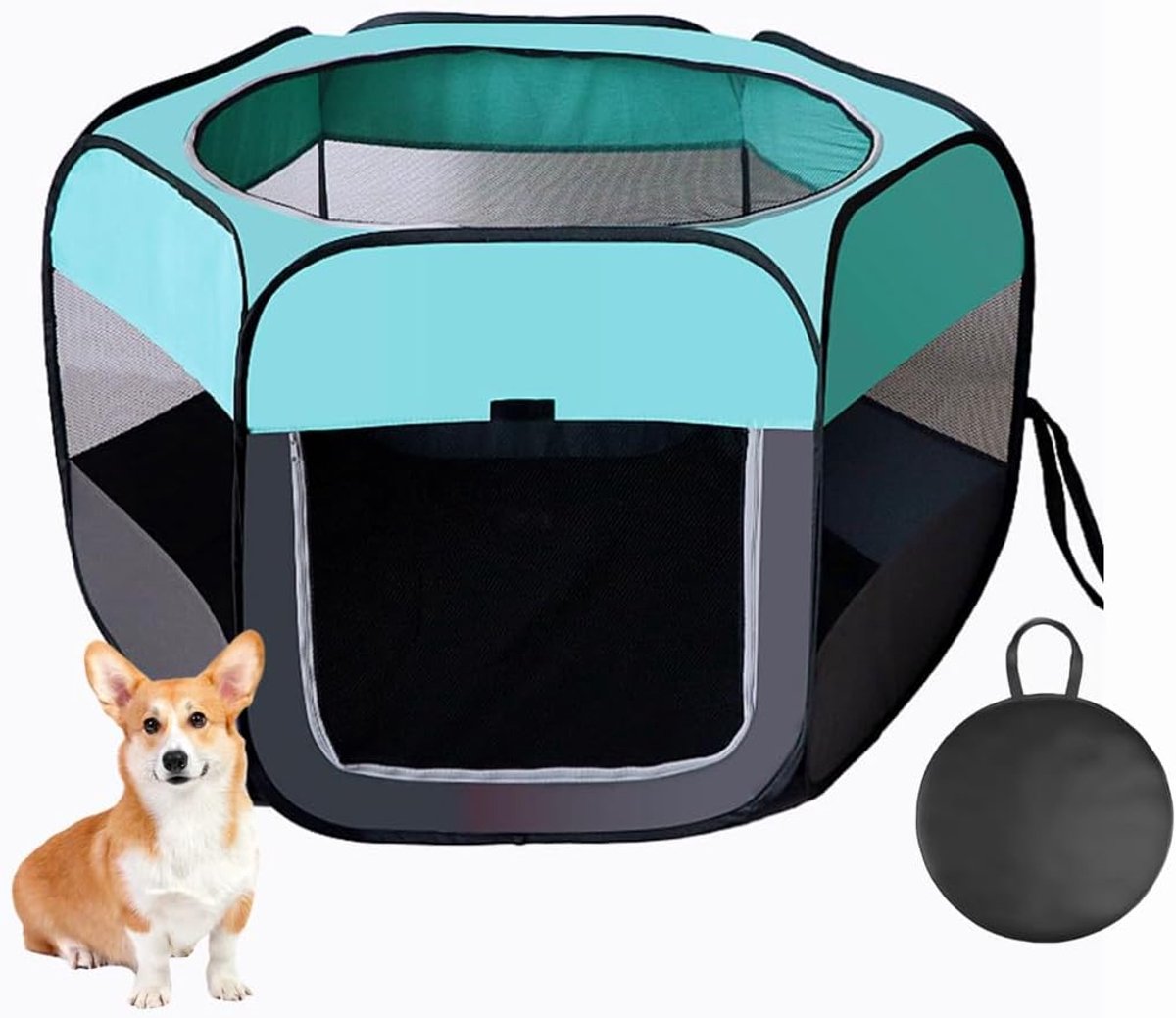 hondenhek Opvouwbare huisdieren box Leveringskamer Kattenhok Kat Zwanger Gesloten Huisdierentent Hondenfokkerij Leveringsbox met draagtas (L, Mint Blauw)