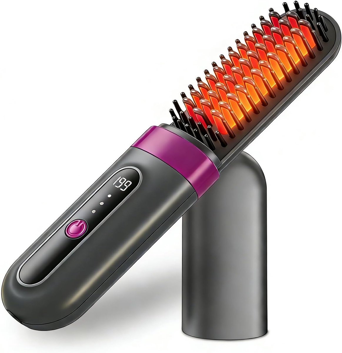 Draadloze 2-in-1 Stijl- en Krultangborstel - Negatieve Ionen - Automatisch Krullen - 3 Temperatuurstanden - Oplaadbaar - Haarvriendelijk - Voor Reizen en Dagelijks Gebruik