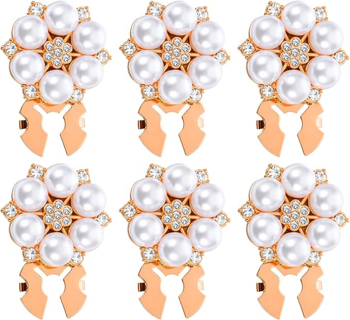 6 Stuks Creatieve Knoopversieringen met Rhinestone en Bloemmotief - Opklikbare Cufflinks - Unisex - Geschikt voor Overhemden - Blouses en Tuxedo's - Voor Zakelijk en Feestelijk Gebruik