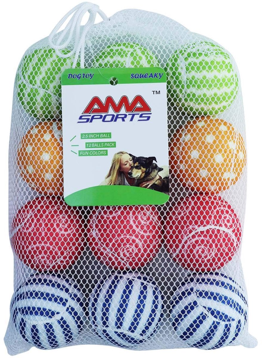 Omgoods - Huisdier Hond Piepspeelgoed Tennisballen - 12 Stuks Medium