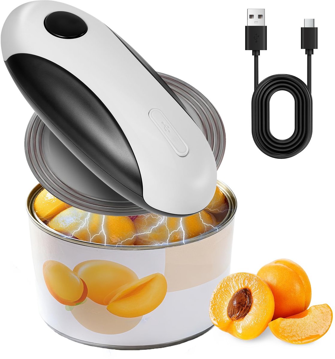 Elektrische Blikopener - USB Oplaadbaar en Draadloos - Automatische Bediening met Eén Knop - Magnetische Dekselhouder en Veilige Gladde Snede - Voedselveilige Keukenhulp voor Moeiteloos Openen van Blikken
