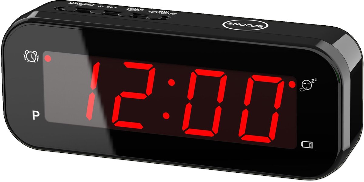 Omgoods - 2-in-1 Digitale Alarmklok met Thermometer en LED, Zwart