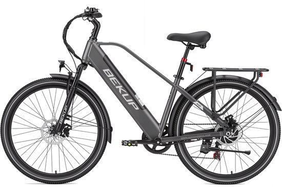 Bekup V2 Elektrische stadsfiets 26 inch - Hoge instap frame - Krachtige 250W achterwielmotor - 45Nm ondersteuning - Lange afstand accu - Shimano 7-speed - LCD-display - Comfortabel dagelijks gebruik - Titaangrijs — afbeelding 2